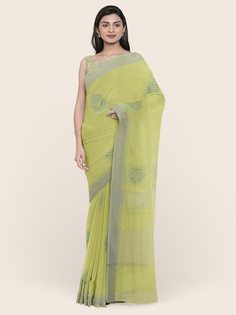 

Pothys Green Linen Blend Saree