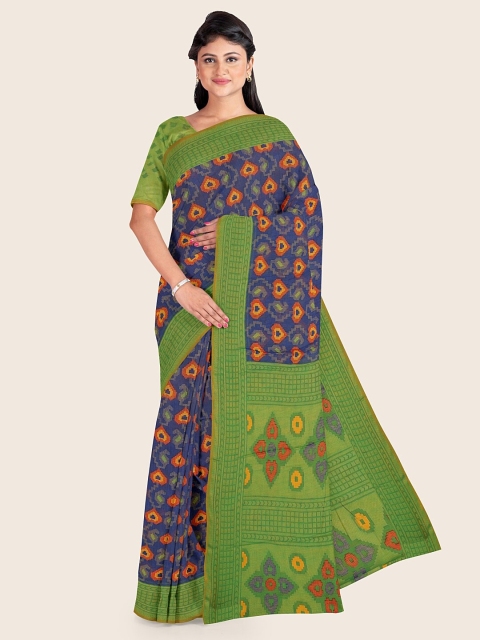 

Pothys Blue & Navy Blue Ethnic Motifs Saree