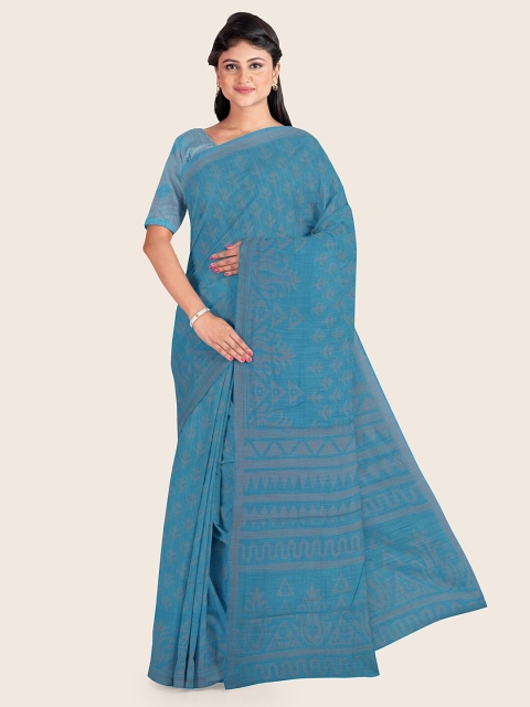 

Pothys Blue & Grey Floral Printed Saree