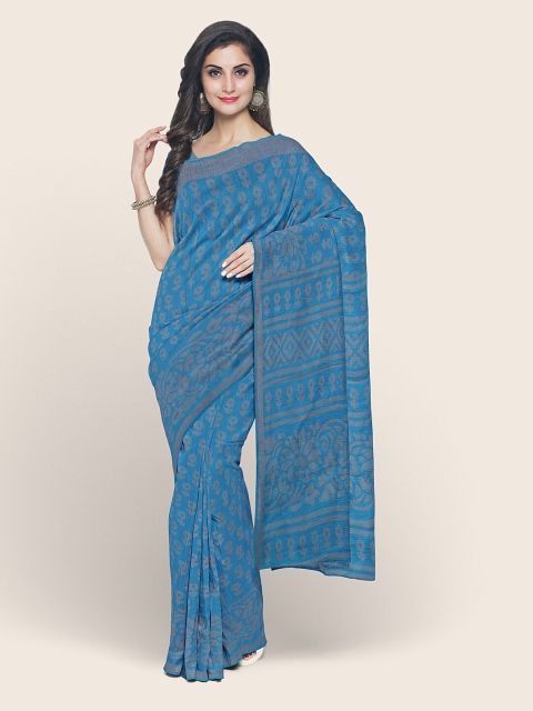 

Pothys Blue & Grey Ethnic Motifs Saree