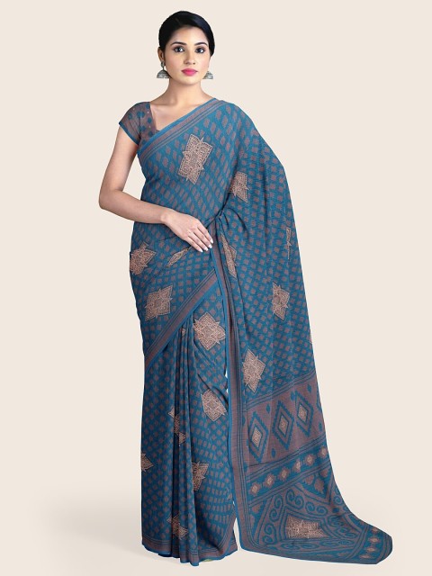 

Pothys Blue & Brown Ethnic Motifs Saree