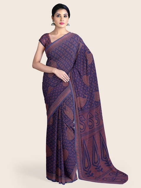 

Pothys Blue & Pink Ethnic Motifs Printed Saree
