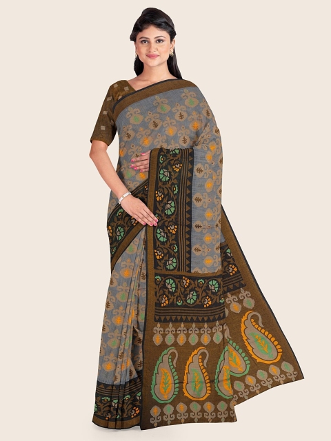 

Pothys Grey & Black Ethnic Motifs Saree