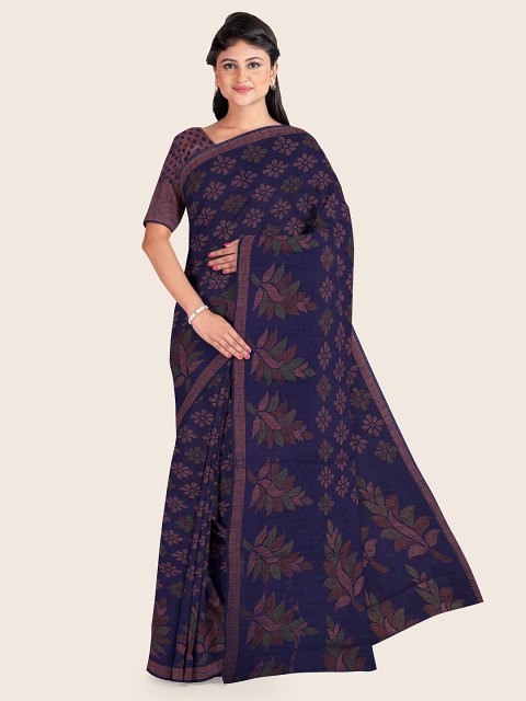 

Pothys Blue & Pink Floral Saree