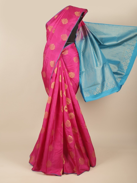 

Pothys Pink & Blue Woven Design Zari Pure Silk Kanjeevaram Saree