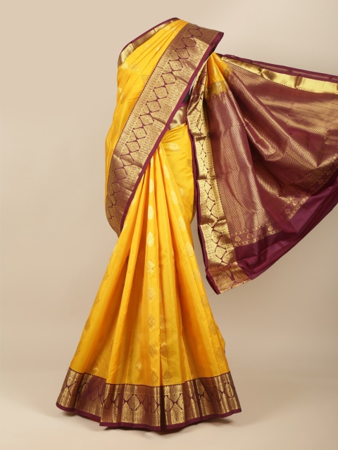 

Pothys Yellow Woven Design Kanchipuram Pure Silk Saree