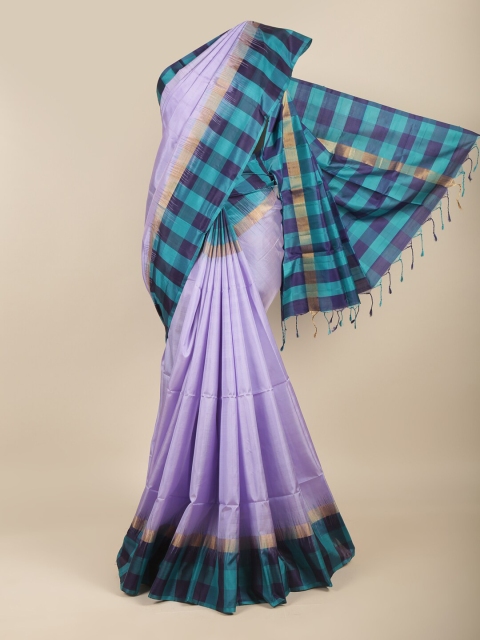 

Pothys Lavender & Blue Pure Silk Kanjeevaram Saree