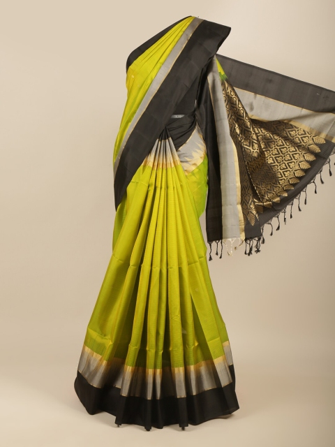 

Pothys Green & Black Woven Design Pure Silk Kanjeevaram Saree
