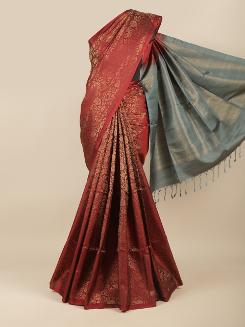 

Pothys Maroon & Grey Woven Design Kanchipuram Pure Silk Saree