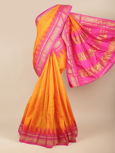 

Pothys Orange & Pink Woven Design Zari Pure Silk Kanjeevaram Saree