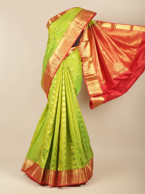 

Pothys Green & Red Woven Design Kanchipuram Pure Silk Saree