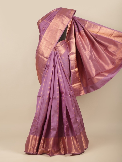 

Pothys Lavender & Copper-Toned Woven Design Zari Pure Silk Kanjeevaram Saree