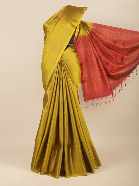 

Pothys Green & Maroon Woven Design Zari Pure Silk Kanjeevaram Saree