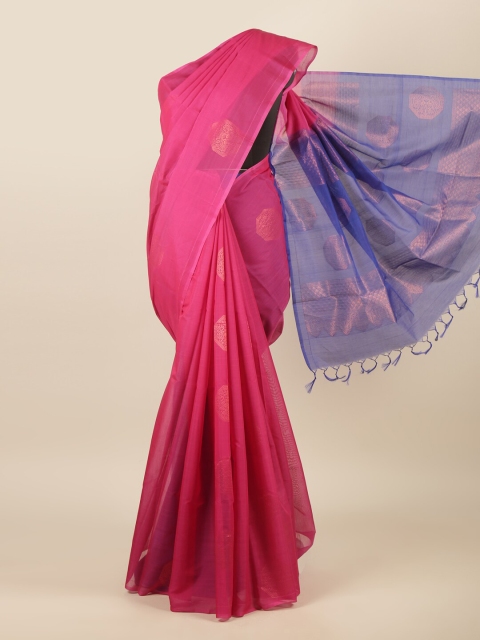 

Pothys Pink & Blue Ethnic Motifs Zari Pure Silk Saree