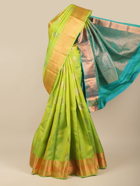 

Pothys Green & Blue Woven Design Zari Pure Silk Kanjeevaram Saree