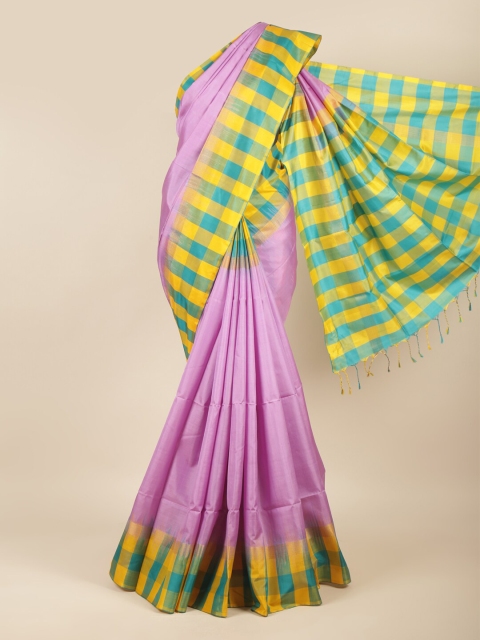 

Pothys Lavender & Yellow Zari Pure Silk Kanjeevaram Saree
