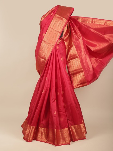 

Pothys Pink & Gold-Toned Ethnic Motifs Zari Pure Silk Kanjeevaram Saree