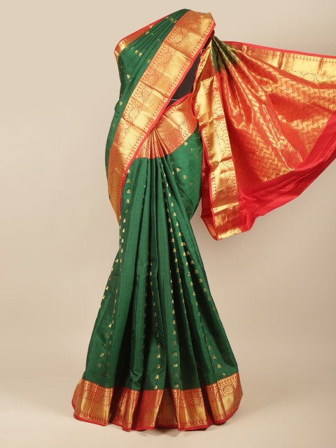 

Pothys Green & Red Woven Design Kanchipuram Pure Silk Saree