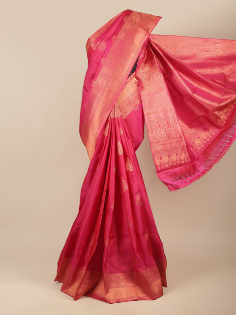 

Pothys Pink & Gold-Toned Ethnic Motifs Zari Pure Silk Kanjeevaram Saree