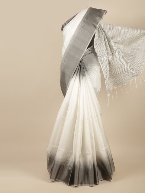 

Pothys White & Grey Pure Silk Kanjeevaram Saree