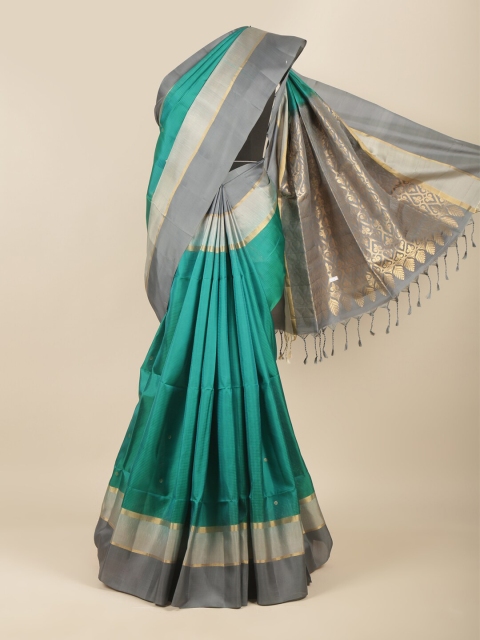 

Pothys Green & Grey Pure Silk Kanjeevaram Saree