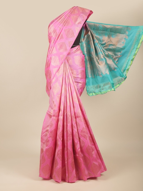 

Pothys Pink & Blue Woven Design Zari Pure Silk Kanjeevaram Saree