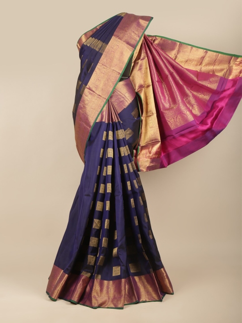 

Pothys Blue & Magenta Woven Design Zari Pure Silk Kanjeevaram Saree