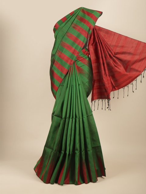 

Pothys Green & Red Woven Design Pure Silk Kanjeevaram Saree