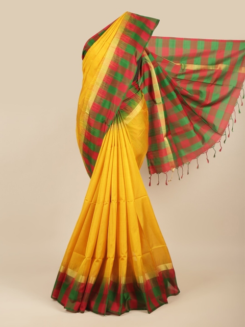 

Pothys Yellow & Green Woven Design Pure Silk Kanjeevaram Saree