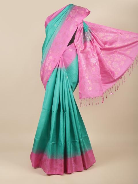 

Pothys Blue & Pink Zari Pure Silk Kanjeevaram Saree