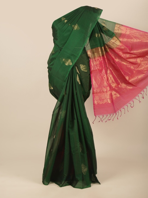 

Pothys Green & Pink Ethnic Motifs Zari Pure Silk Saree