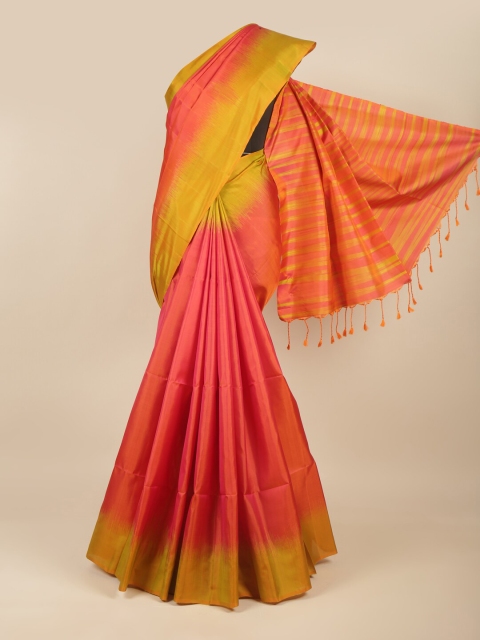 

Pothys Peach-Coloured & Green Pure Silk Kanjeevaram Saree