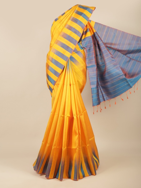 

Pothys Yellow & Grey Pure Silk Kanjeevaram Saree
