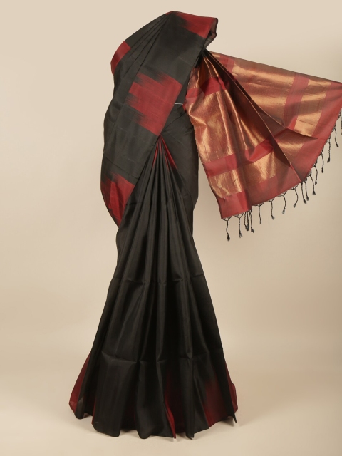 

Pothys Black & Maroon Zari Pure Silk Kanjeevaram Saree