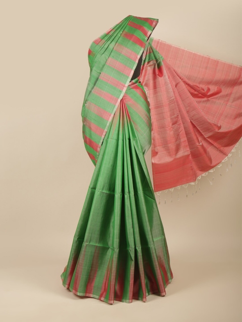 

Pothys Green & Red Pure Silk Kanjeevaram Saree