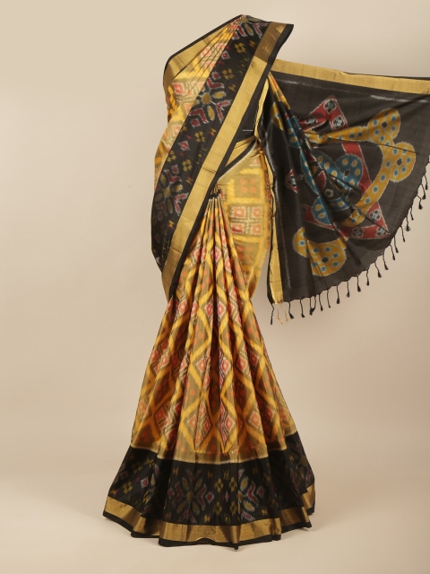 

Pothys Gold-Toned & Black Zari Pure Silk Kanjeevaram Saree
