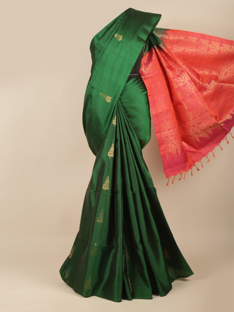 

Pothys Green & Pink Floral Zari Pure Silk Saree