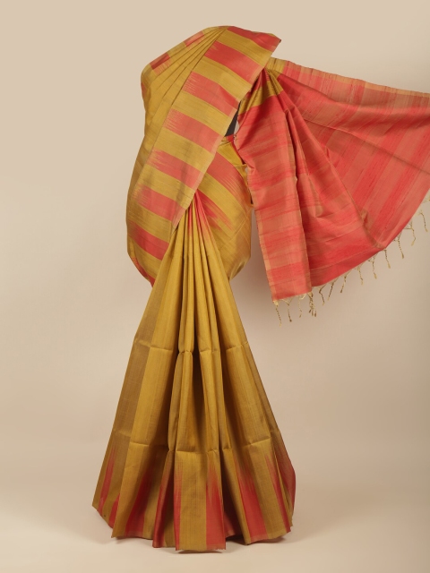 

Pothys Tan & Red Pure Silk Saree