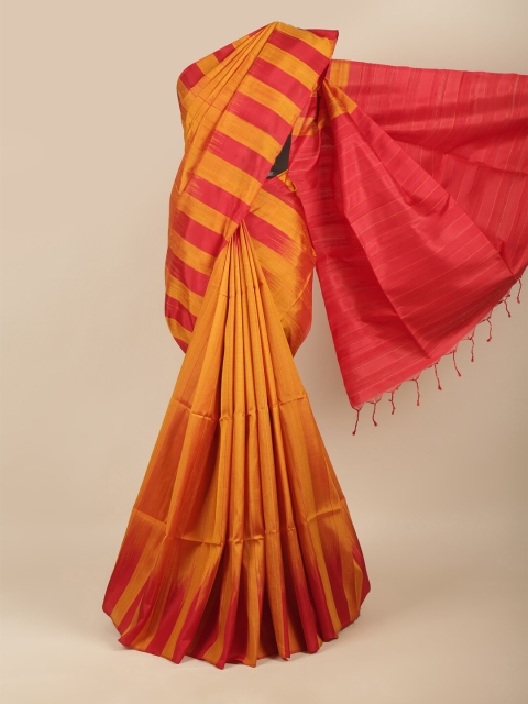 

Pothys Mustard & Red Pure Silk Saree