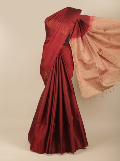 

Pothys Maroon & Beige Woven Design Zari Pure Silk Saree