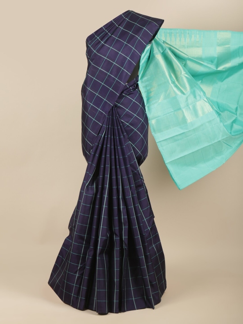 

Pothys Blue Checked Pure Silk Saree