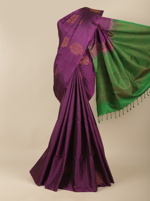 

Pothys Purple & Green Woven Design Kanchipuram Pure Silk Saree