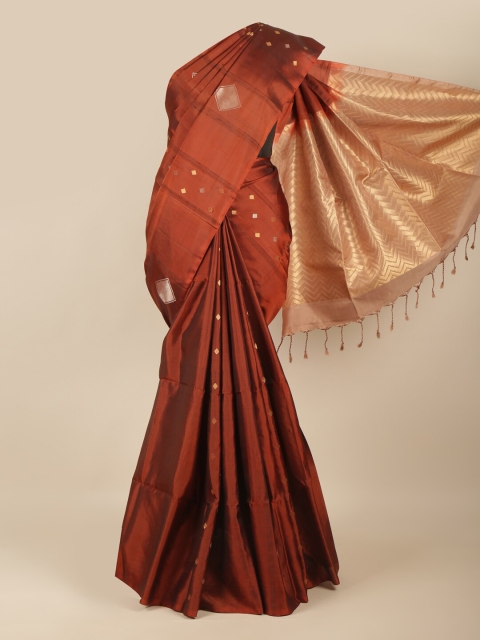 

Pothys Rust & Gold-Toned Zari Pure Silk Kanjeevaram Saree