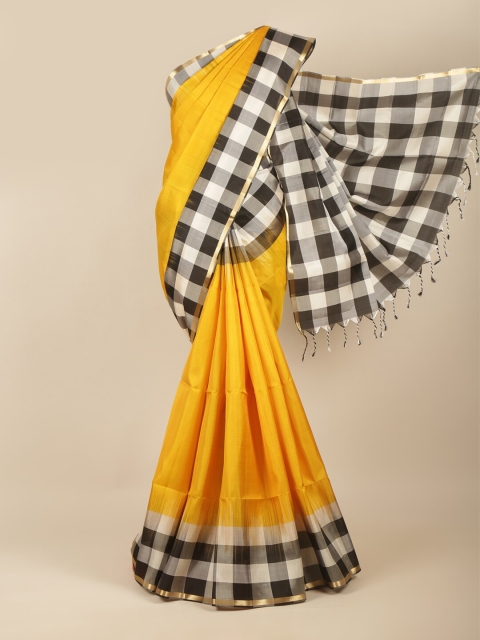 

Pothys Yellow & White Pure Silk Saree
