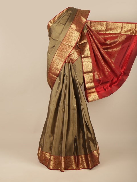 

Pothys Tan & Maroon Woven Design Zari Pure Silk Saree