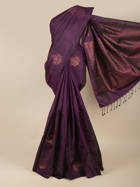 

Pothys Purple & Gold-Toned Woven Design Zari Pure Silk Saree