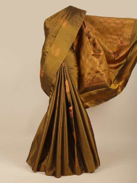 

Pothys Green & Gold-Toned Zari Pure Silk Saree