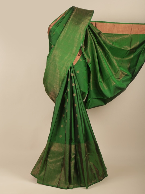 

Pothys Green & Gold-Toned Ethnic Motifs Zari Pure Silk Saree