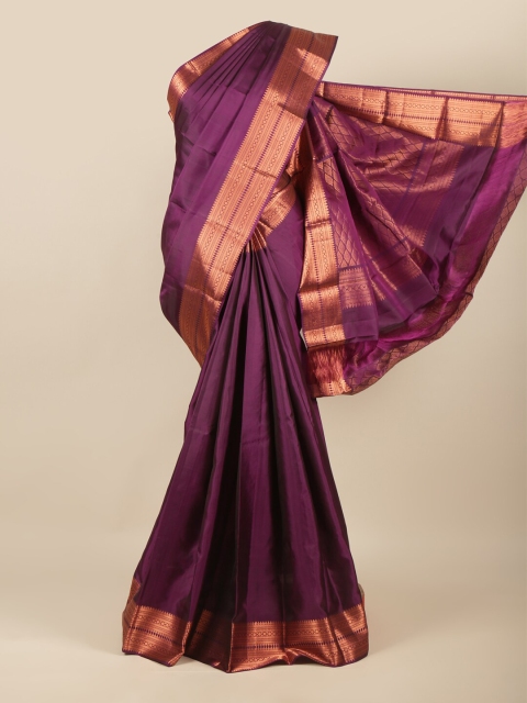 

Pothys Purple & Gold-Toned Ethnic Motifs Zari Pure Silk Saree