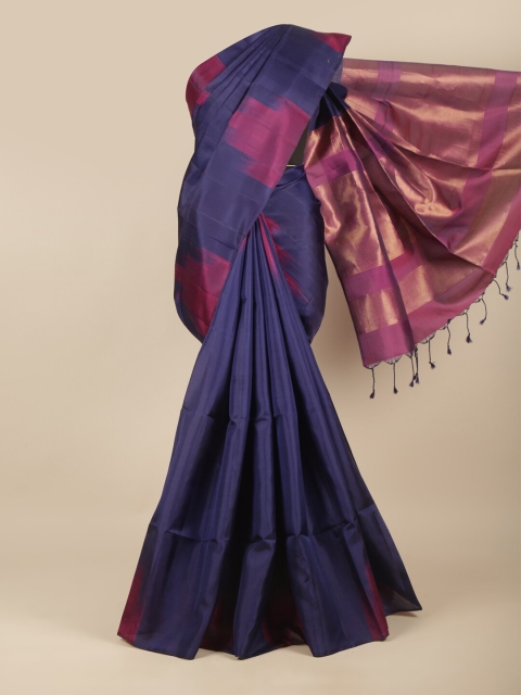 

Pothys Blue & Purple Zari Pure Silk Kanjeevaram Saree